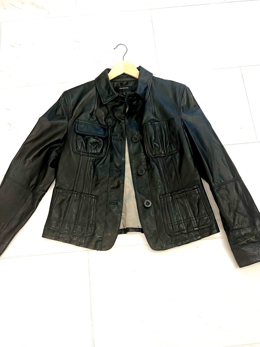Colebrook Classic Black Leather Jacket - Women's -sz L